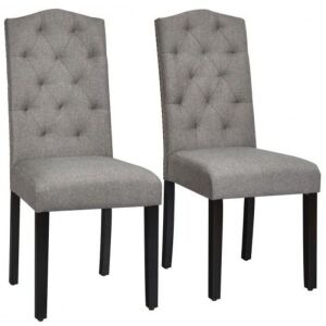 Set of 2 Tufted Upholstered Dining Chairs - Gray