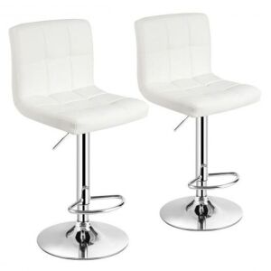 Set of 2 Adjustable PU Leather Bar Stools