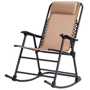 Folding Patio Zero-Gravity Rocking Chair - Beige