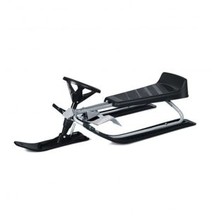 Kids Snow Sled with Steering Wheel and Double Brakes - Black