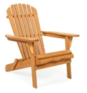 Folding Wooden Adirondack Chair Accent Furniture w/ Natural Finish - Brown