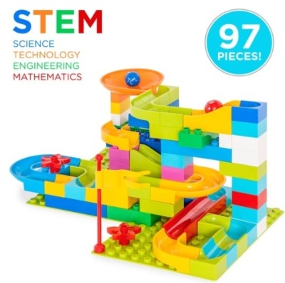 97-Piece Kids Create Your Own Marble Maze Run Racetrack Puzzle Game Set