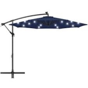 Solar LED Offset Hanging Patio Umbrella w/ Crank Tilt Adjustment - 10ft