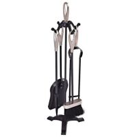5-Piece Silver Iron Fireplace Tools Set
