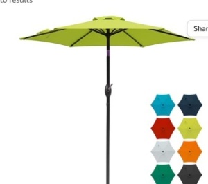 SUNVIVI OUTDOOR 7.5 Ft Patio Umbrella Outdoor Market TableUmbrella Luxury Aluminum Pole Umbrella with Push Button Tilt and Crank,6 Ribs, Polyester Canopy, Lime Green, Like New, Retail - $45.99