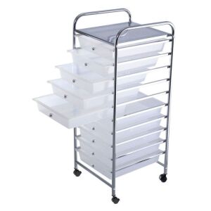 10-Drawer Rolling Storage Cart - Clear Drawers