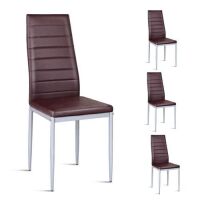 Set of (4) Leather Dining Side Chairs - Coffee