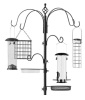 Bird Feeding Station, 6-Hook Steel Multi-Feeder Stand w/ 4 Feeders - 89in, Black