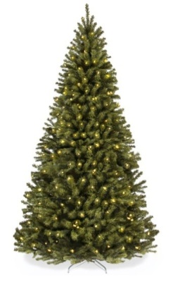 Pre-Lit Artificial Spruce Christmas Tree w/ Foldable Metal Base, 6ft