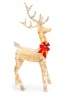 5ft 3D Pre-Lit Gold Glitter Christmas Reindeer Yard Decoration w/ 150 Lights