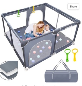 Baby Playpen, Baby Playard, Playpen for Babies with GateIndoor & Outdoor Kids Activity Center, Newly Upgraded playpen withThickened Bottom, Play Yard with Soft Breathable Mesh(Grey), Like New, retail - $79.95