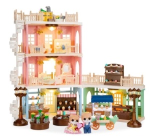 Deluxe Cottage Dollhouse Mansion Pretend Toy Playset w/ Tiny Critters