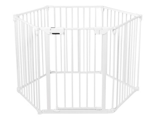 Costway 6 Panel Baby Safe Metal Gate Play Yard Barrier Pet Fence Adjustable, White