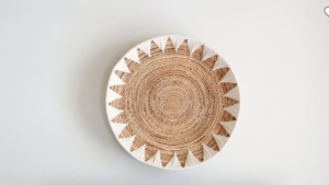 Sunny Handwoven Basket Wall Art, Natural/White - 37", Like New, Retail - $249