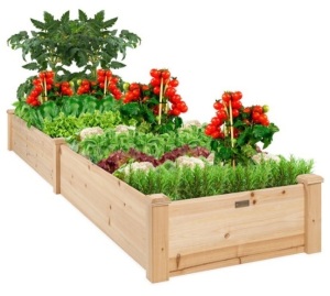 8x2ft Wooden Raised Garden Bed Planter for Garden, Lawn, Yard