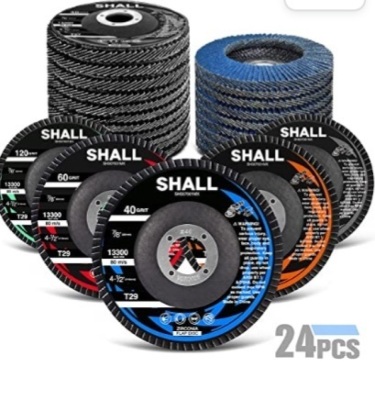 SHALL 24-Pack Flap Disc, 4-1/2' x 7/8", Zirconia Grinding Wheel, 40/60/8/120, Grit T29 & 40 Grit, T27 Angle Grider Abrasive Sanding Disc with Etched Grit, Like New, retail - $25.99