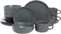 10 Strawberry Street Wazee Matte Coupe Dinnerware Set, 16 Pc, Charcoal Gray - Appears New&nbsp;&nbsp;&nbsp;