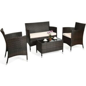 4-Piece Patio Rattan Furniture Set