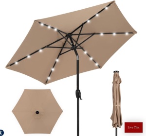 BCP, Outdoor Solar Patio Umbrella, With Push Button Tilt,Crank Lift- 7.5', Like New, Retail - $59.99