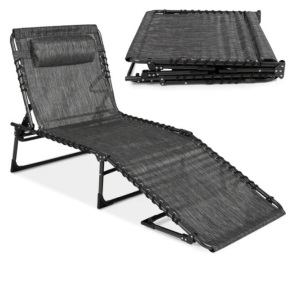 Portable Patio Chaise Lounge Chair Outdoor Recliner w/ Pillow, Appears New