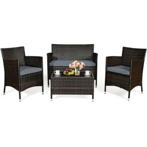 4-Piece Rattan Patio Furniture Set