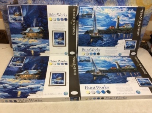 Lot of (4) PaintWorks Paint By Number Kits - Appear New&nbsp;&nbsp;
