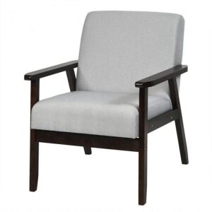 Wood Upholstered Armchair - Light Gray