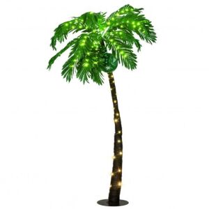 5' Artificial Palm Tree with LED Lights and Metal Base 