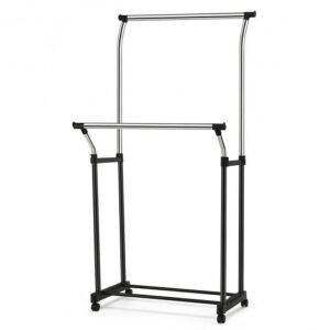 Double Rail Clothing Rack with Wheels 