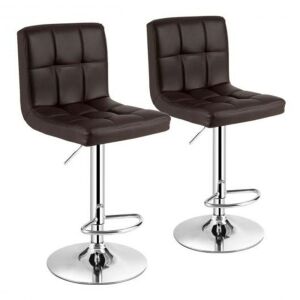 Set of (2) Adjustable PU Leather Bar Stools