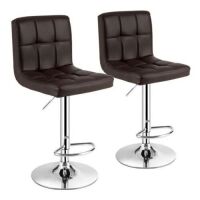 Set of (2) Adjustable PU&nbsp;Leather Bar Stools