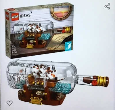 LEGO Ideas Ship in a Bottle 92177 Expert Building Kit, SnapTogether Model Ship, Collectible Display Set and Toy forAdults (962 Pieces), Multicolor,  New, Retail - $118.99