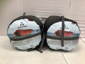 Lot of (2) Ascend Adult Sleeping Bags, Appears New