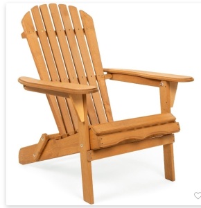 Best Choice Products Folding Adirondack Chair Outdoor WoodenAccent Lounge Furniture for Yard, Patio w/ Natural Finish, Like New, Retail - $69.99
