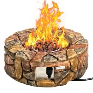 28'' Propane Gas Fire Pit Outdoor 40,000 BTU Stone Finish Lava Rocks Cover 