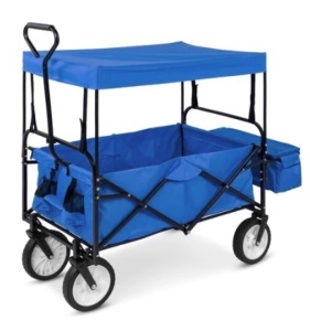 Utility Wagon Cart w/ Folding Design, 2 Cup Holders, Removable Canopy