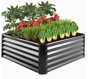 Outdoor Metal Raised Garden Bed for Vegetables, Flowers, Herbs - 4x4x1.5ft