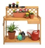 Wooden Garden Potting Bench Workstation w/ Cabinet Drawer, Open Shelf