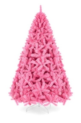 Pink Artificial Fir Christmas Tree w/ Foldable Stand, 6ft