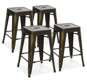 Best Choice Products 24in Metal Industrial Distressed Bar Counter Stools, Set of 4, Copper