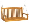 Wooden Curved Back Hanging Porch Swing Bench w/ Mounting Chains - 48in