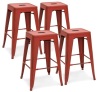 Best Choice Products 24in Metal Industrial Distressed Bar Counter Stools, Set of 4, Red