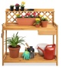 Wooden Garden Potting Bench Workstation w/ Cabinet Drawer, Open Shelf