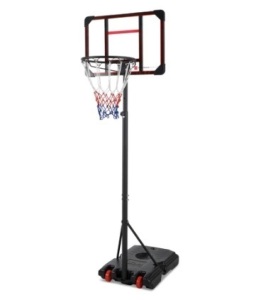 Kids Height-Adjustable Basketball Hoop, Portable Backboard System w/ Wheels