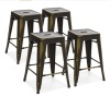 Best Choice Products 24in Metal Industrial Distressed Bar Counter Stools, Set of 4, Copper