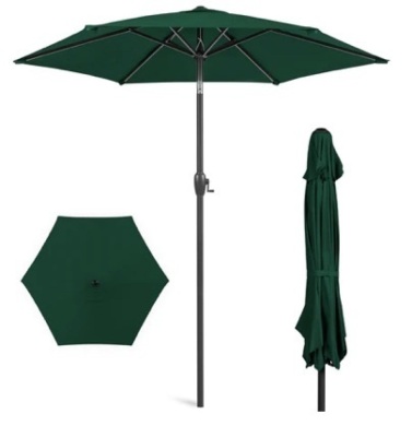 Outdoor Market Patio Umbrella w/ Push Button Tilt, Crank Lift - 7.5ft