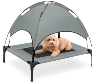 Elevated Cooling Dog Bed, Outdoor Pet Cot w/ Canopy, Carry Bag - 30in, Like New, retail - $44.99
