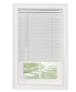 Achim GIl Morningstar 46 x 64 Inch Cordless durable VinylWindow Light Filtering Mini Blinds with Push Button Feature andTilt Wand for Privacy, White, Like New, Retail - $30.99