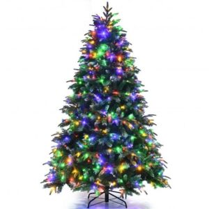 Pre-Lit Snowy Artificial Christmas Tree - Multicolor Lights