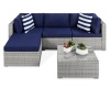 5-Piece Modular Wicker Sectional Conversation Set w/ 2 Pillows, Coffee Table